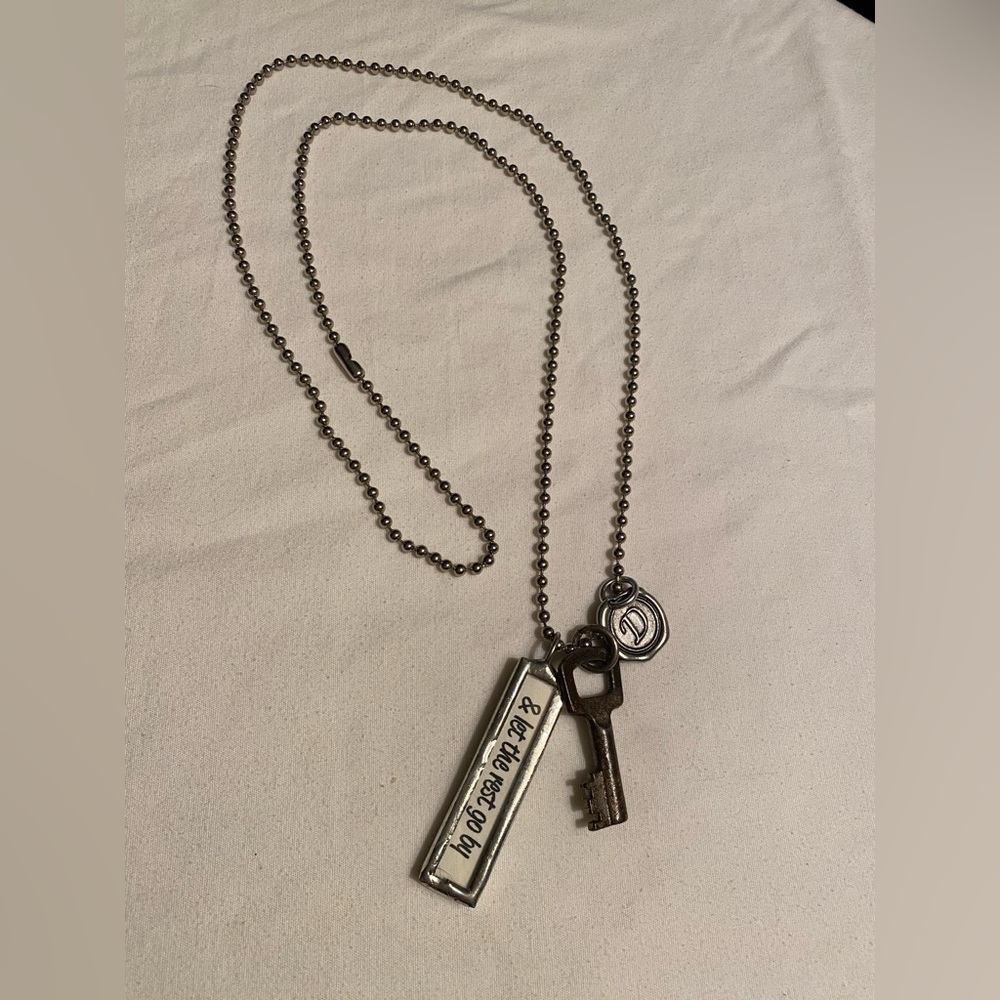 Silver Key Dogtag and Pendant Necklace